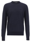 Dolce & Gabbana Logo-Embroidered Silk Sweater — Navy