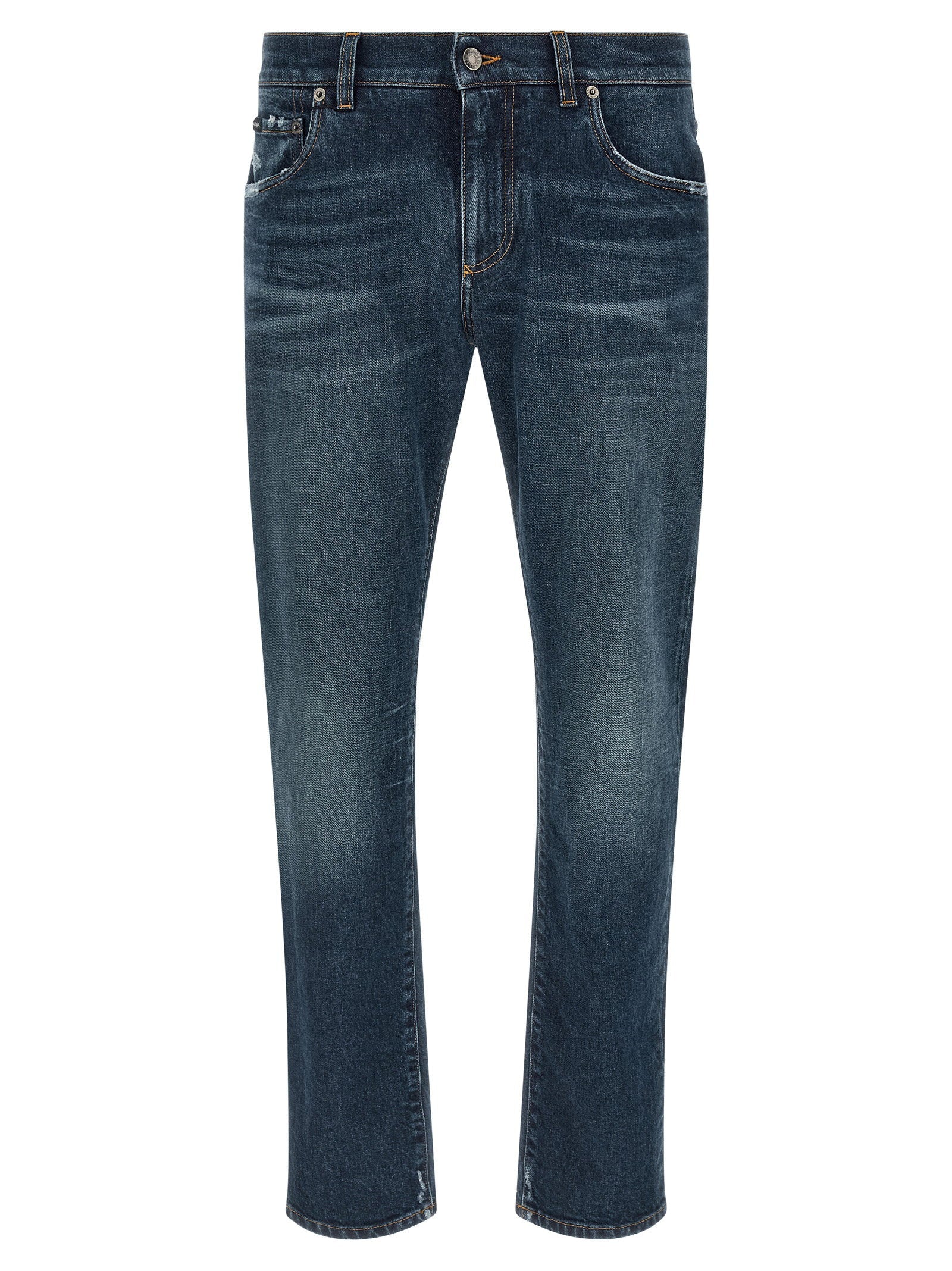 Dolce & Gabbana Logo Patch Jeans — Blue
