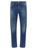 Dolce & Gabbana Logo-Embroidered Denim Jeans — blue