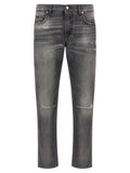 Dolce & Gabbana Distressed Cotton Denim Jeans — Charcoal