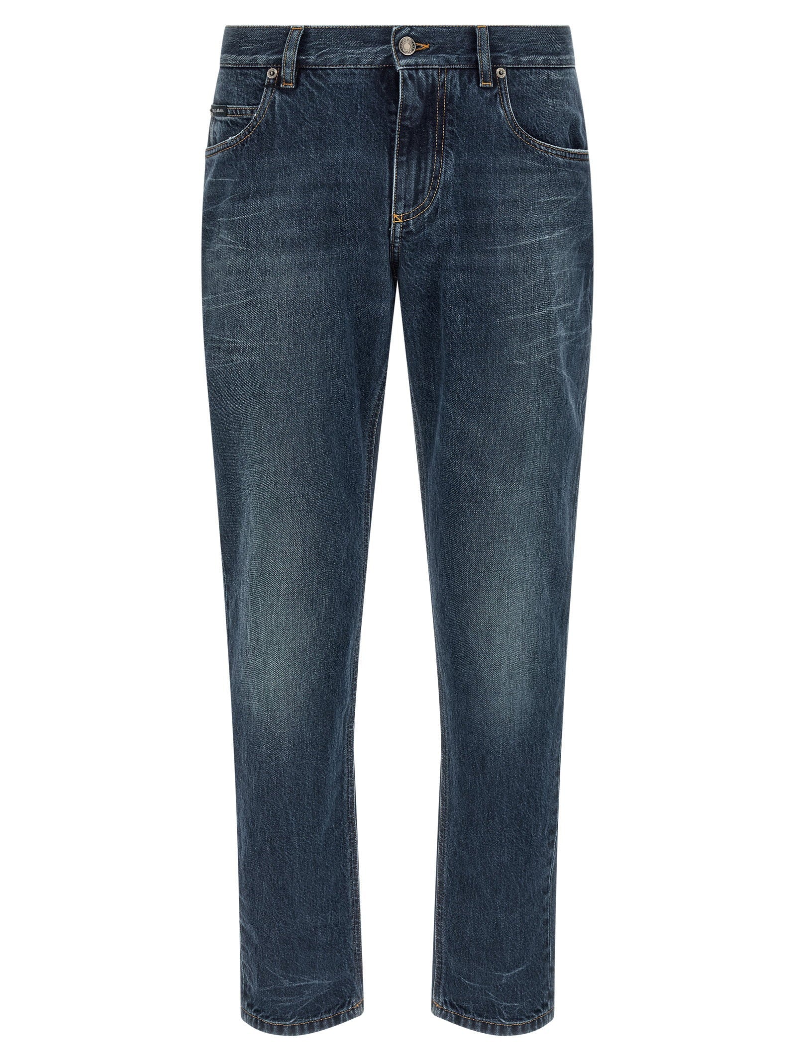 Dolce & Gabbana Logo Embroidery Jeans — Blue