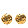 CC Quilted Gold Plated Round Clip On Earrings