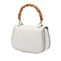 Calfskin Frame Print Bamboo Top Handle Bag