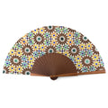 Brown & Yellow Silk Hand Fan Garnata