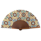 Brown & Yellow Silk Hand Fan Garnata