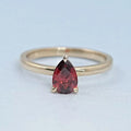 Garnet Pear Gemstone Solitaire Engagement Ring