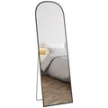 Arched Freestanding Floor Mirror with Aluminium Alloy Frame, Hanging or Leaning, Black