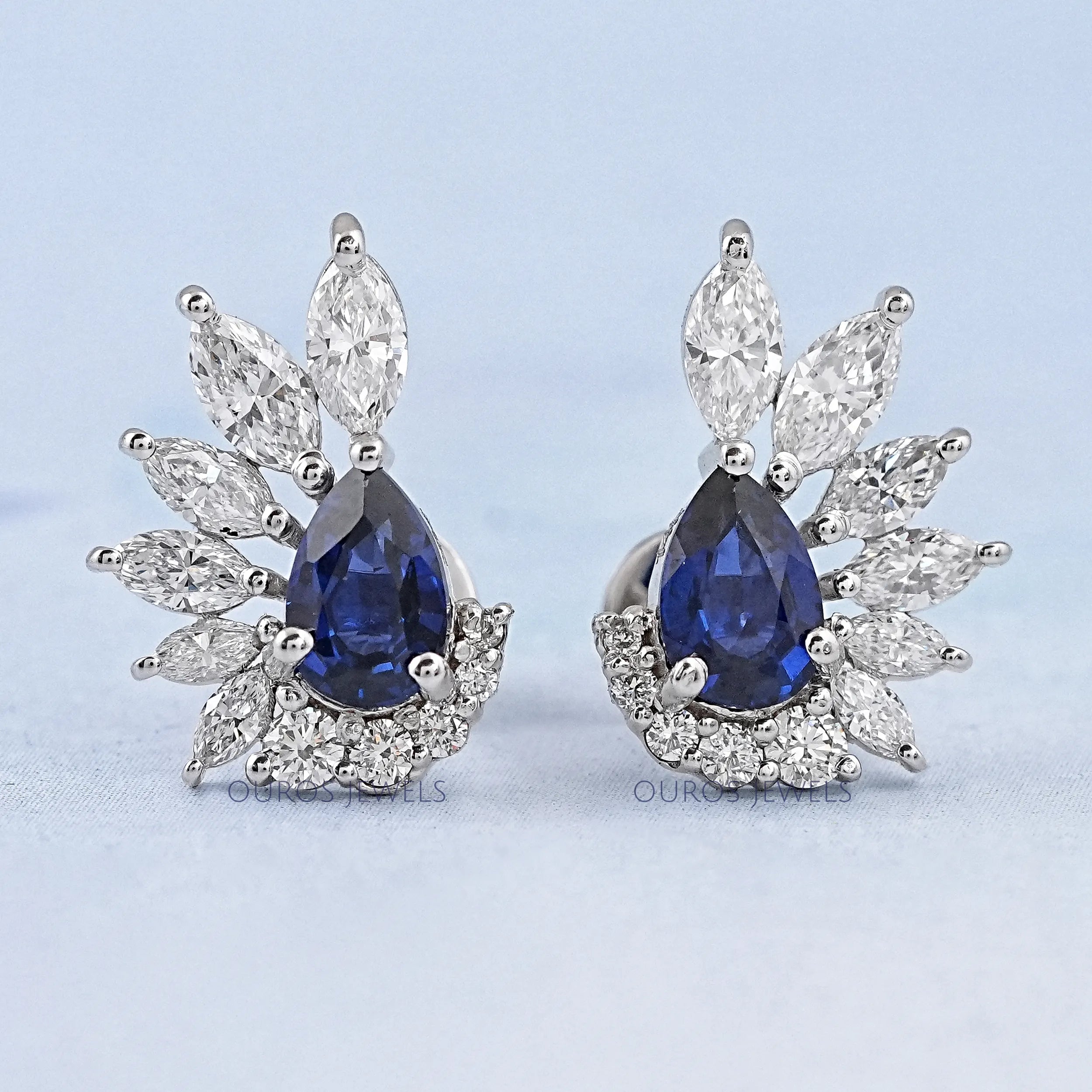 Pear Cut Sapphire Gemstone Stud Earrings