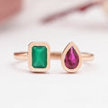 Rose Gold Open Cuff Gemstone  Ring