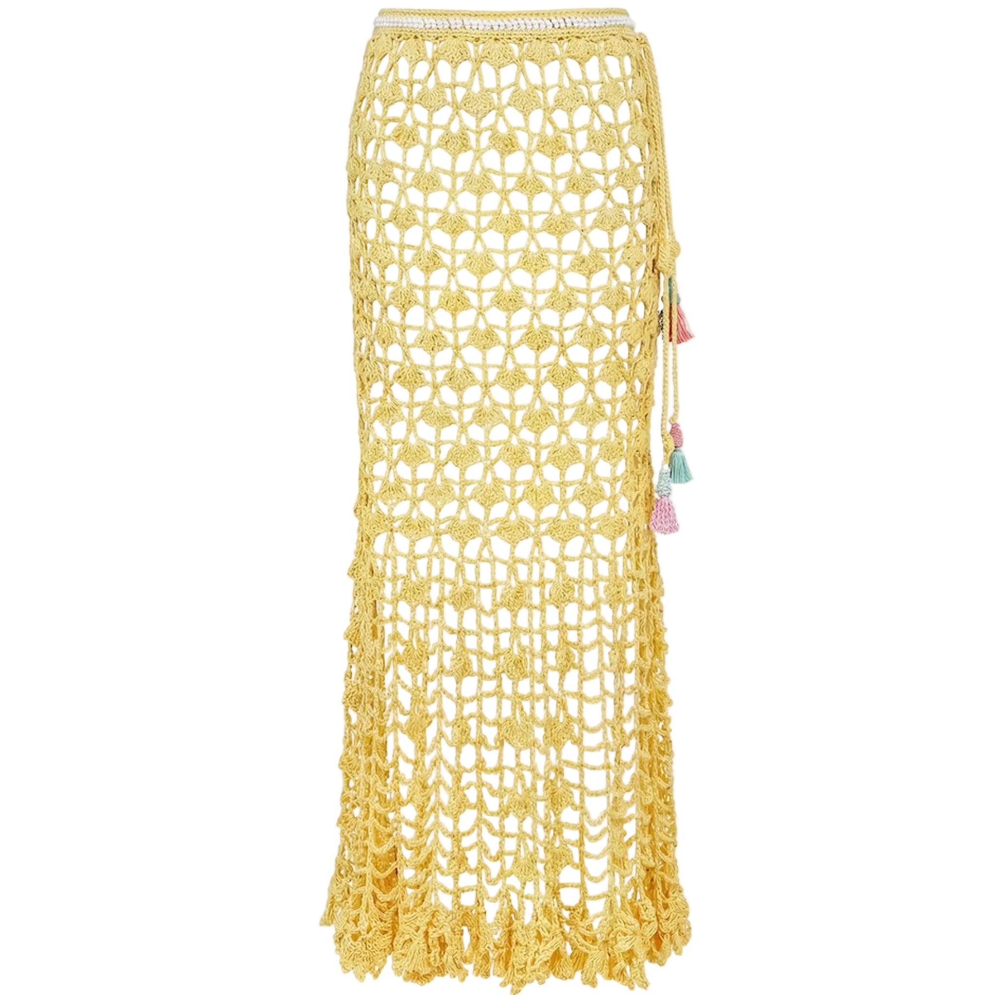 California Poppy Yellow Handmade Knit Midi Skirt