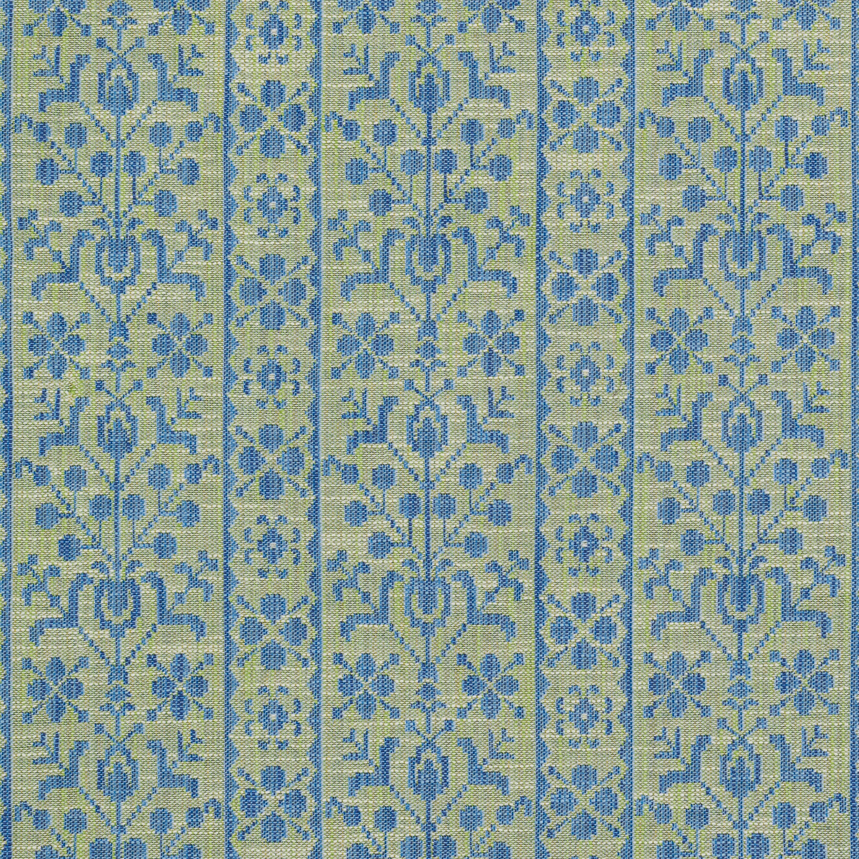 Georgina Performance Fabric Grass Green & Blue By Sister Parish Design