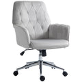 Velvet-Feel Fabric Swivel Desk Chair with Height Adjustable, Armrest for Home, Light Grey
