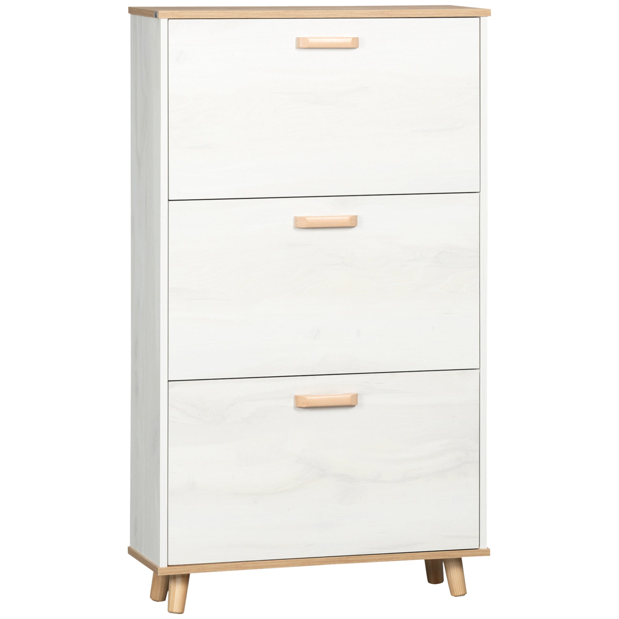 Modern Shoe Cabinet with 3 Flip Drawers, 12 Pair Shoe Rack Cabinet for Hallway, White