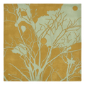 Golden Botanical Forest Square Hand Tufted Rug