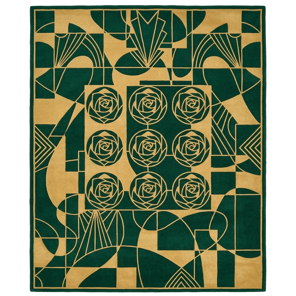Golden Floral Matrix Hand Tufted Rug