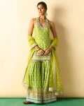 Green Dwisha Halter Sharara Set By KYNAH, Luxury Indian Fashion & Bridal Wear