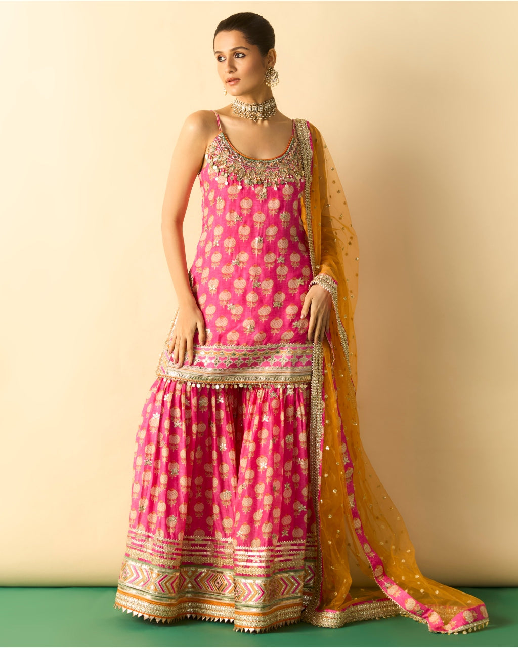 Pink Ravina Strappy Sharara Set By KYNAH, Luxury Indian Fashion & Bridal Wear