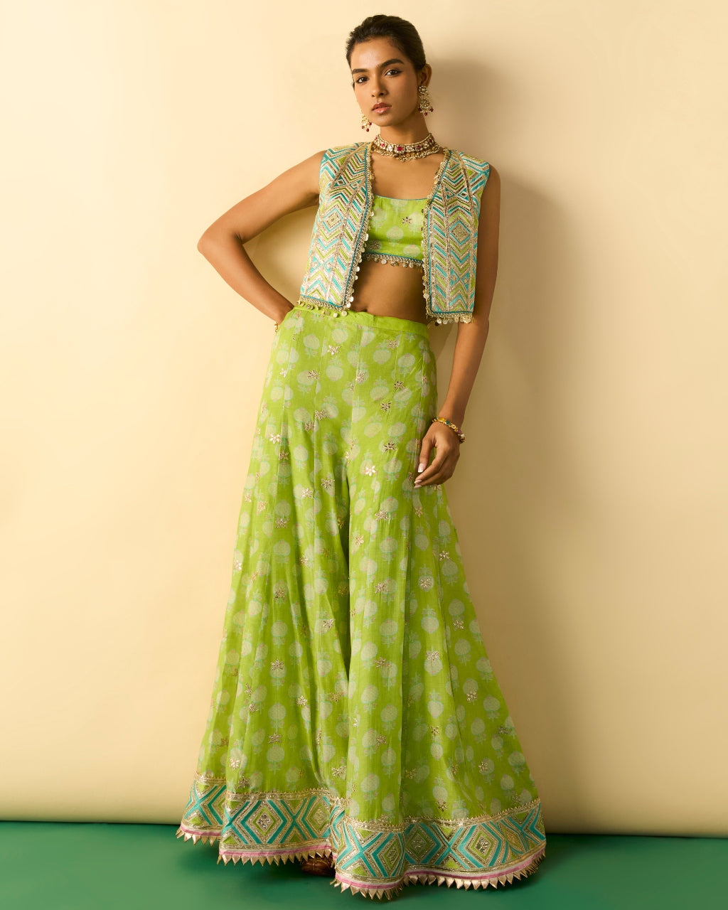 Green Eira Pant Set By KYNAH, Luxury Indian Fashion & Bridal Wear