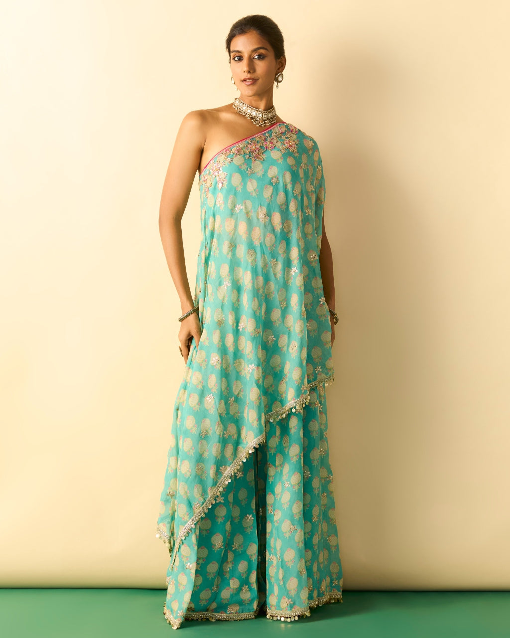 Dia One Shoulder Set By KYNAH, Luxury Indian Fashion & Bridal Wear