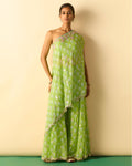 Green Dia One Shoulder Set By KYNAH, Luxury Indian Fashion & Bridal Wear