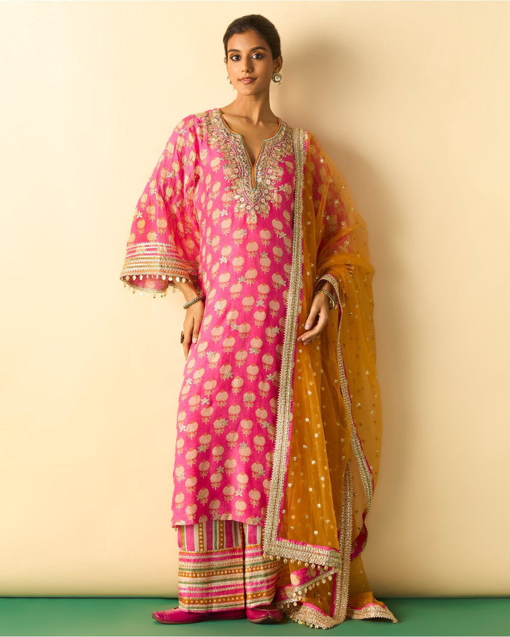 Pink Dwiti Kurta Set By KYNAH, Luxury Indian Fashion & Bridal Wear