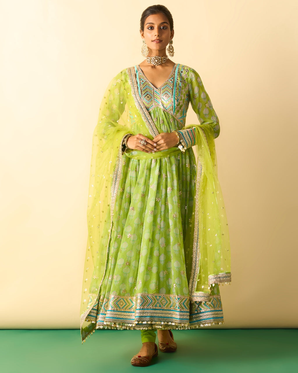 Green Akira Anarkali Set By KYNAH, Luxury Indian Fashion & Bridal Wear