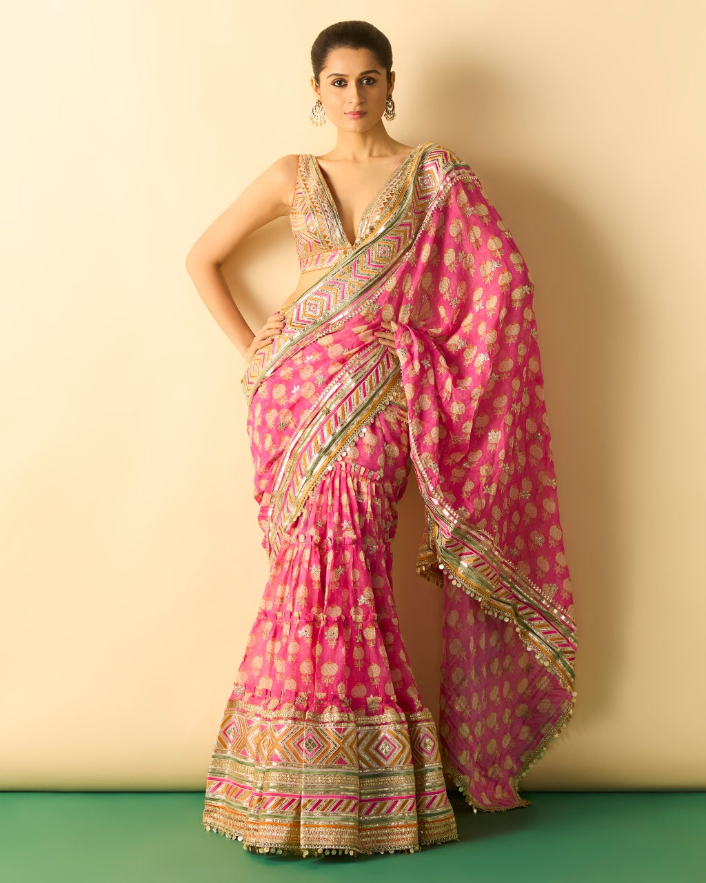 Pink Jasleen Sari Set By KYNAH, Luxury Indian Fashion & Bridal Wear