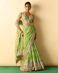 Green Jasleen Sari Set By KYNAH, Luxury Indian Fashion & Bridal Wear