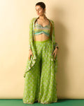 Green Dharika Cape Set By KYNAH, Luxury Indian Fashion & Bridal Wear