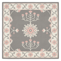 Gray Botanical Heritage Square Hand Tufted Rug
