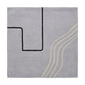 Gray Minimalist Flow Square Hand Tufted Rug