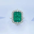 Green Emerald Gemstone Halo Engagement Ring
