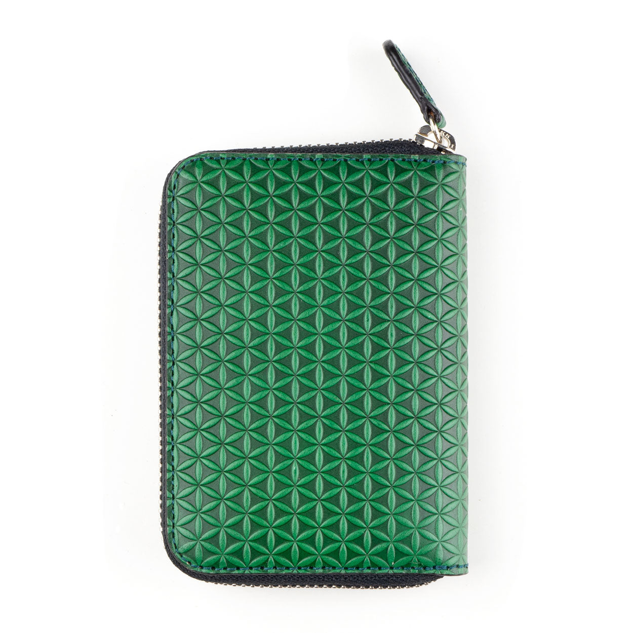 Green Small Leather Wallet Embossed