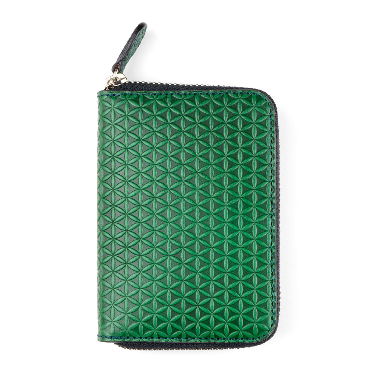 Green Small Leather Wallet Embossed