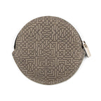 Grey Leather Coin Purse with Embossed Arabesque