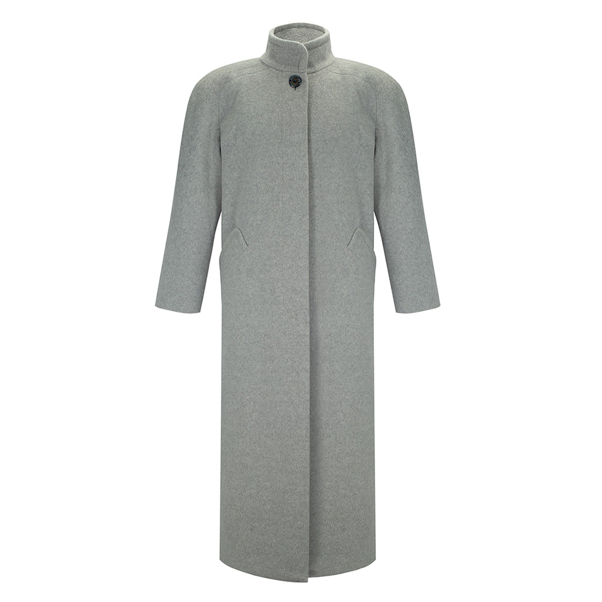 Grey Maxi Coat with Vintage Buttons