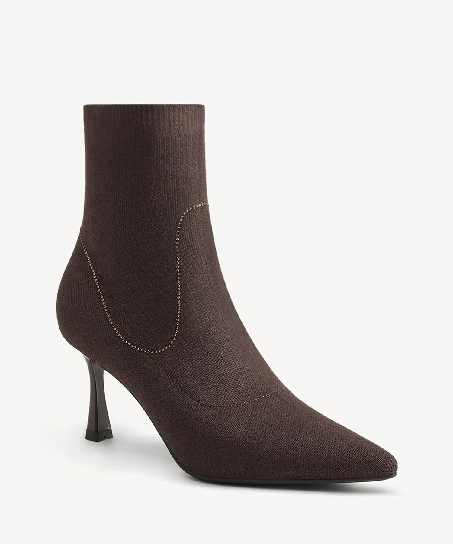 CrystaLine Pointed Toe Heeled Ankle Boot - Coffee / US 6 | EU 36.5 | UK 4