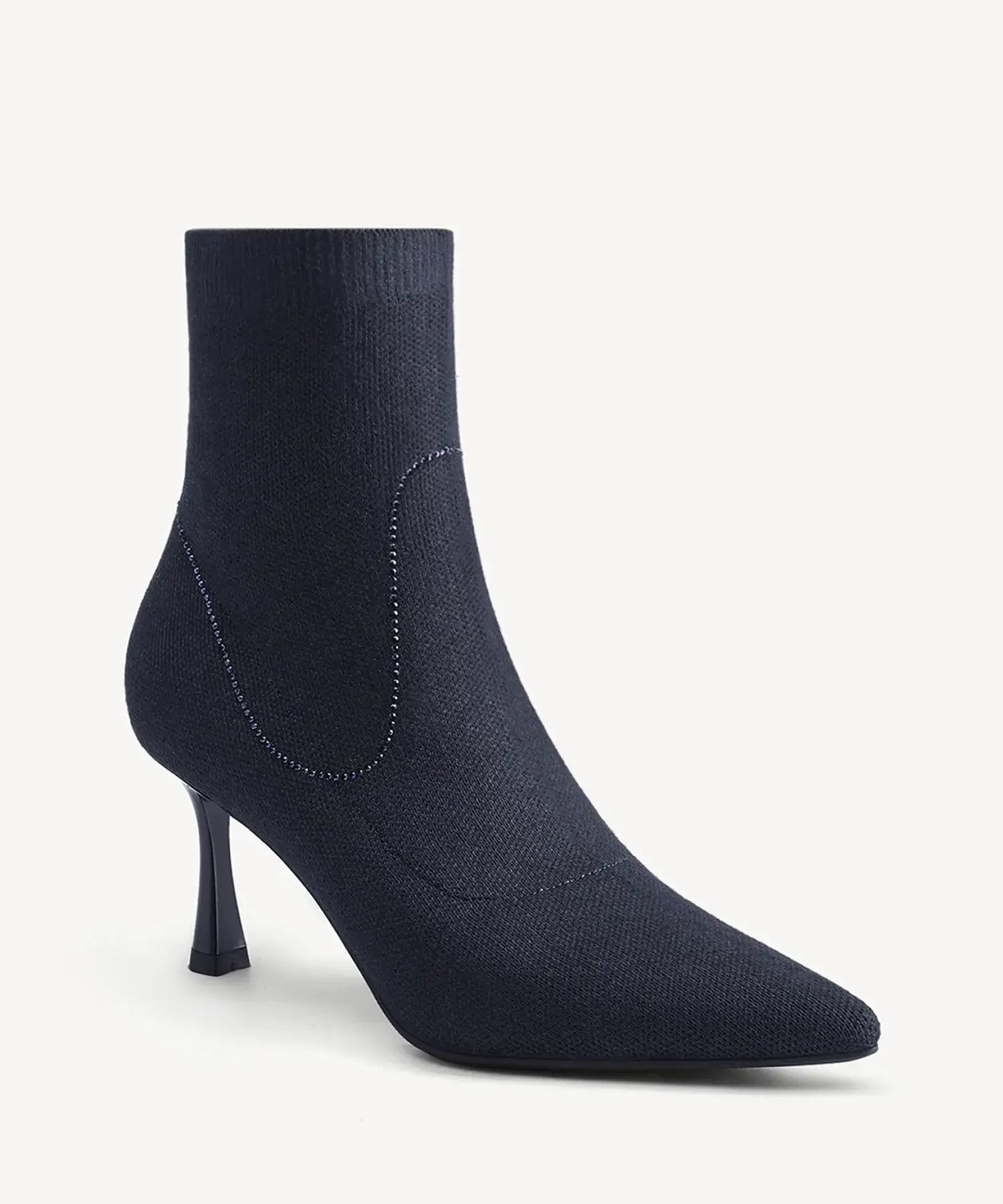 CrystaLine Pointed Toe Heeled Ankle Boot - Navy Blue / US 9 | EU 40 | UK 7