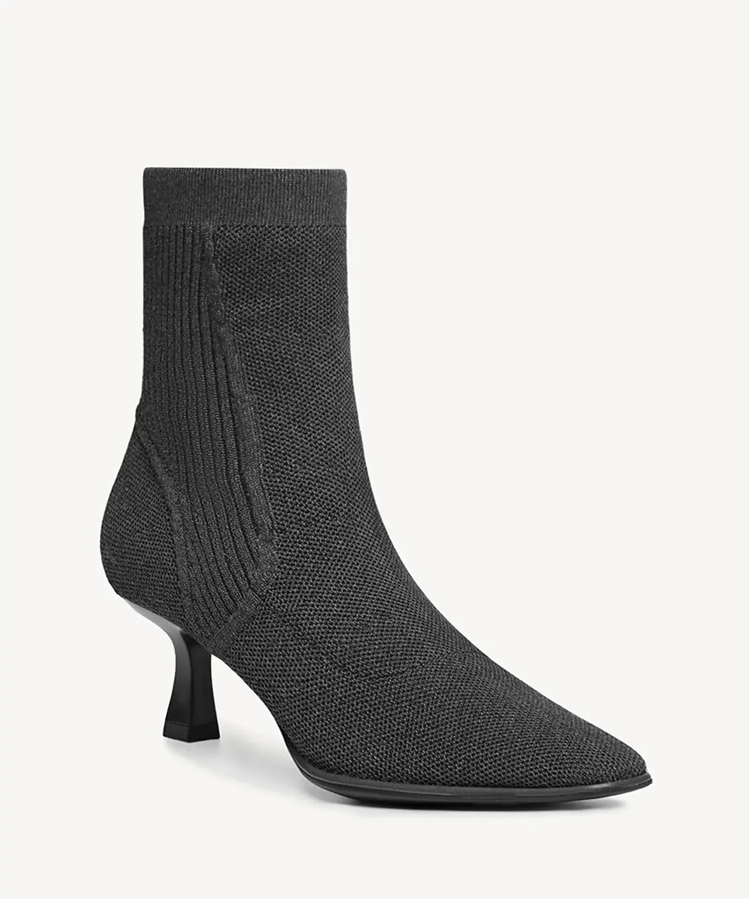 Elegliss Square Toe Sock Ankle Boot - Dark Grey / US 6 | EU 36.5 | UK 4