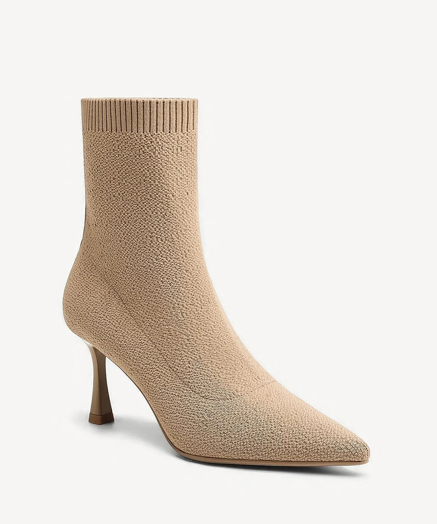 CloudMile Minimalist Pointed Toe Sock Ankle Boot - 2X Wide - Apricot / US 9.5 | EU 41 | UK 7.5
