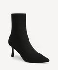 CloudMile Minimalist Pointed Toe Sock Ankle Boot - 2X Wide - Black / US 6.5 | EU 37 | UK 4.5