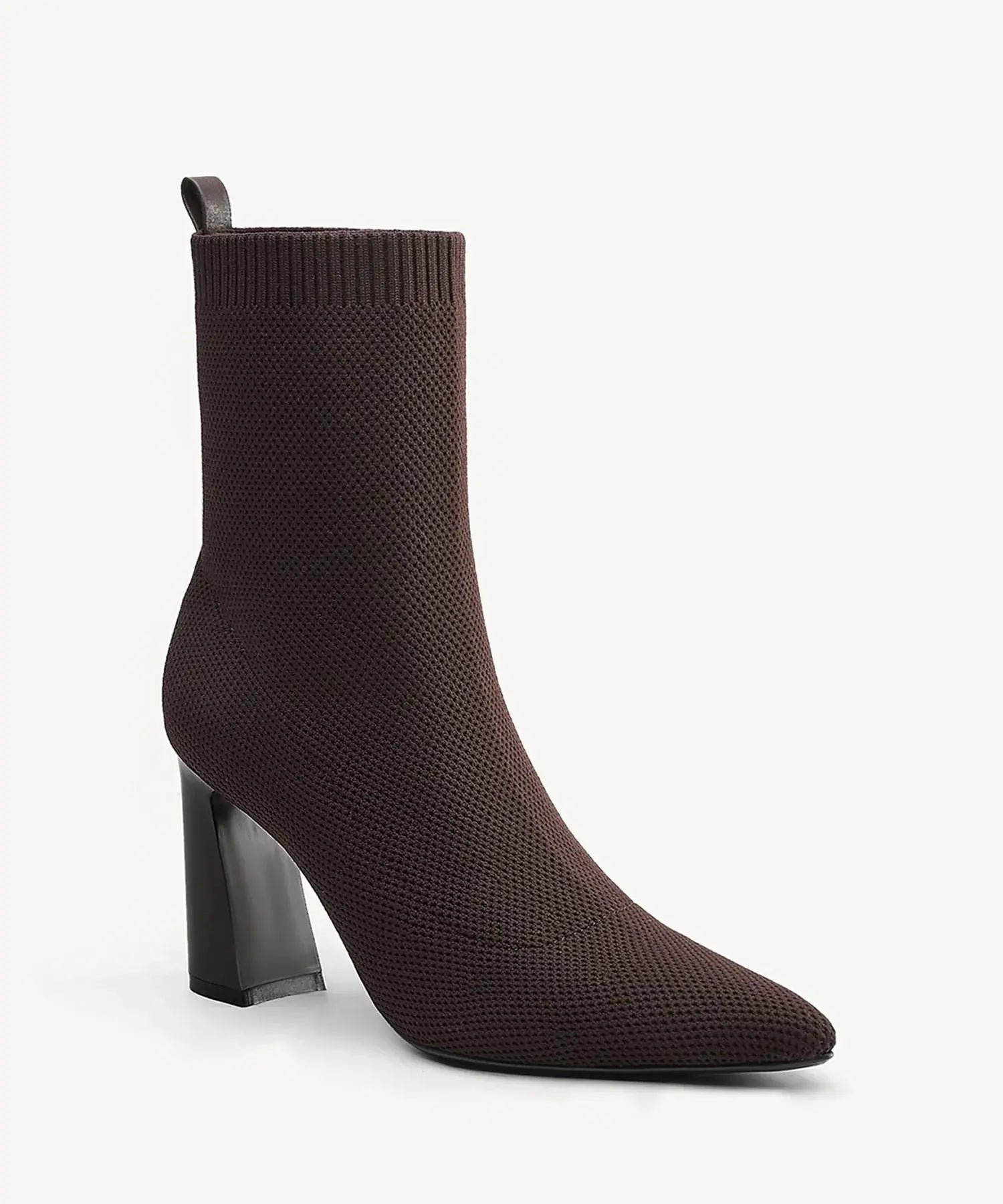 SculptFit Knit Block Heeled Ankle Boot - Coffee / US 6 | EU 36.5 | UK 4