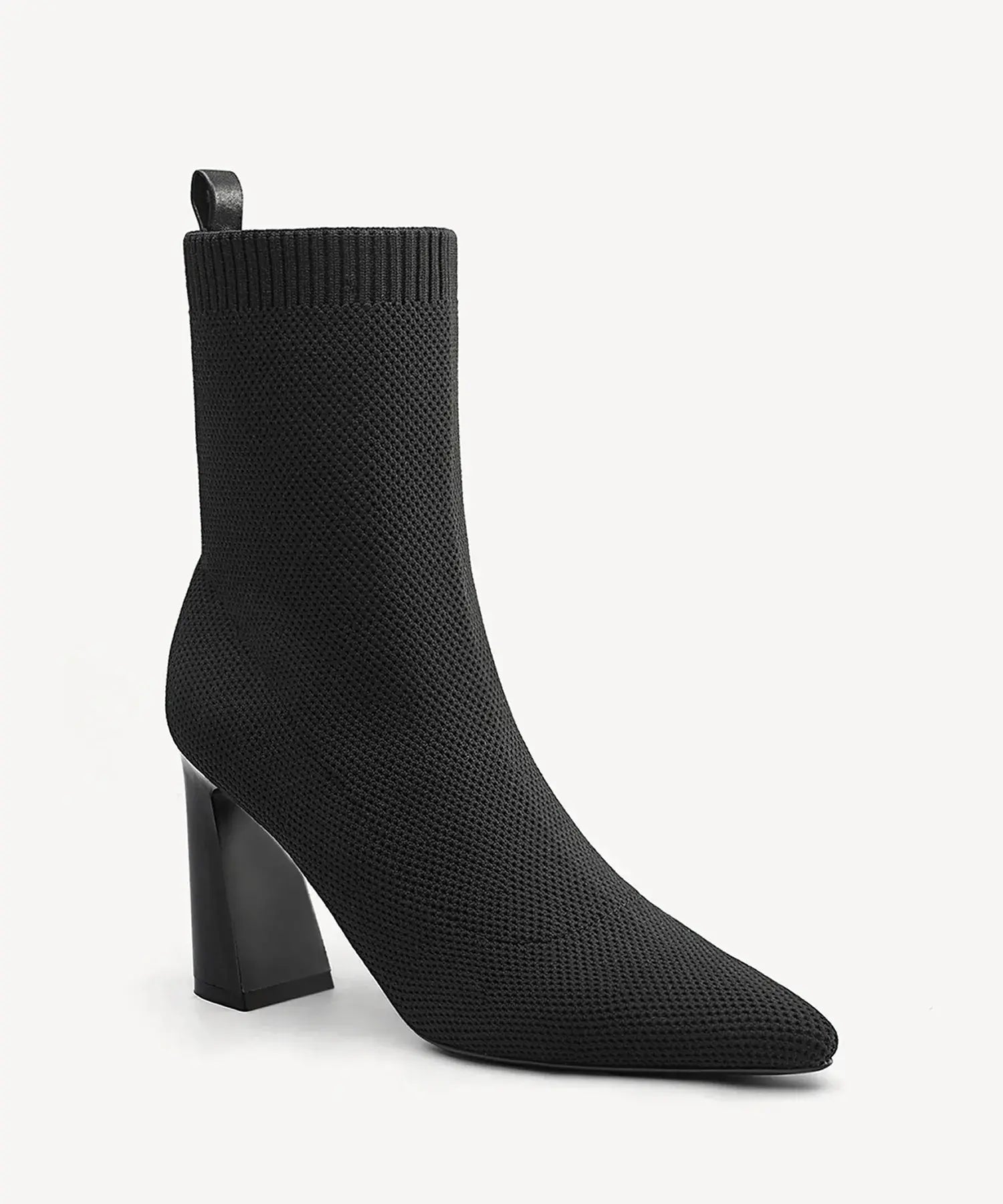 SculptFit Knit Block Heeled Ankle Boot - Black / US 7 | EU 37.5 | UK 5