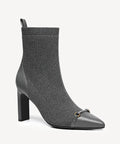 LuxeBit Pointed Toe Heeled Ankle Boot - Dark Grey / US 10 | EU 41.5 | UK 8