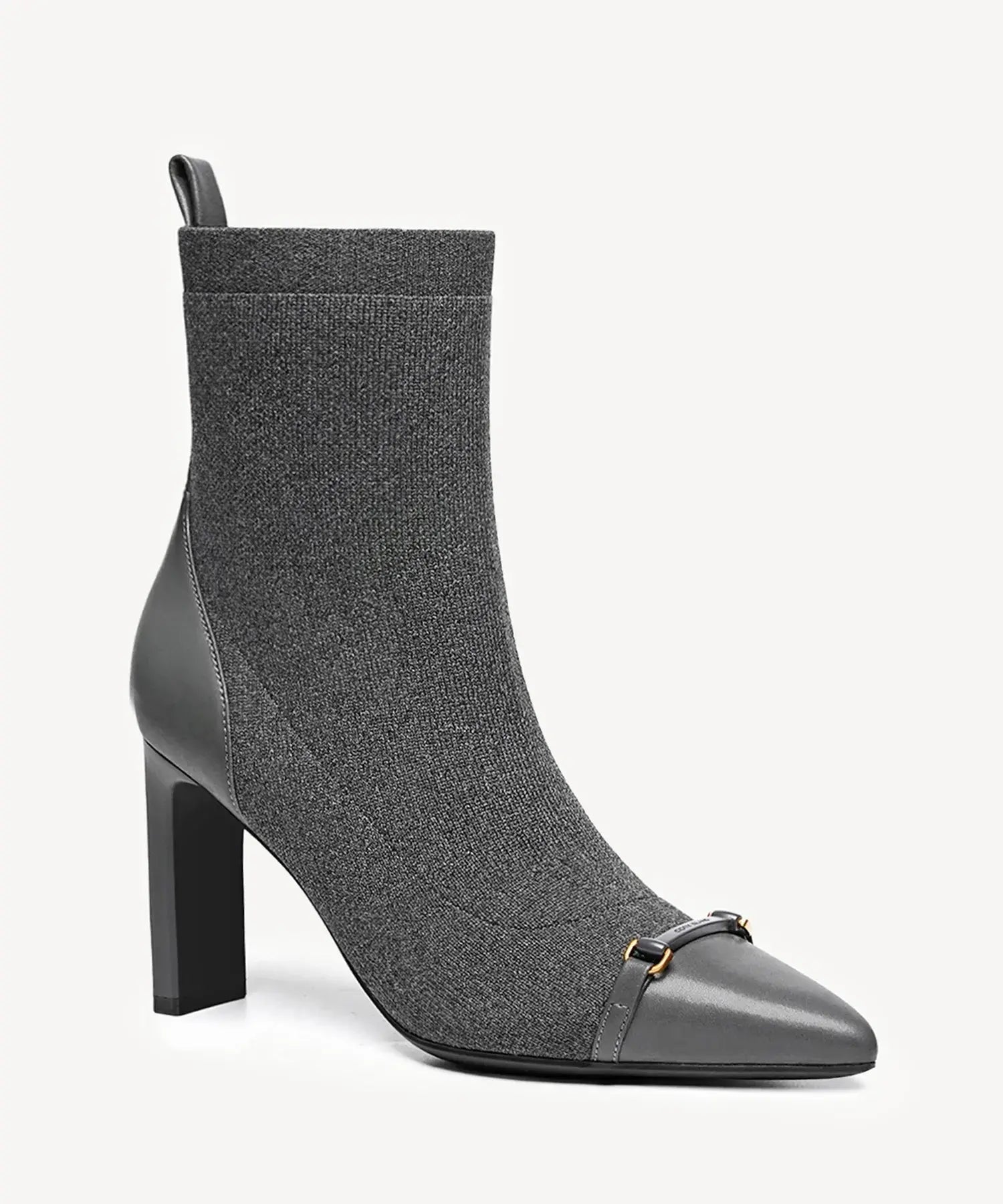 LuxeBit Pointed Toe Heeled Ankle Boot - Dark Grey / US 8.5 | EU 39.5 | UK 6.5