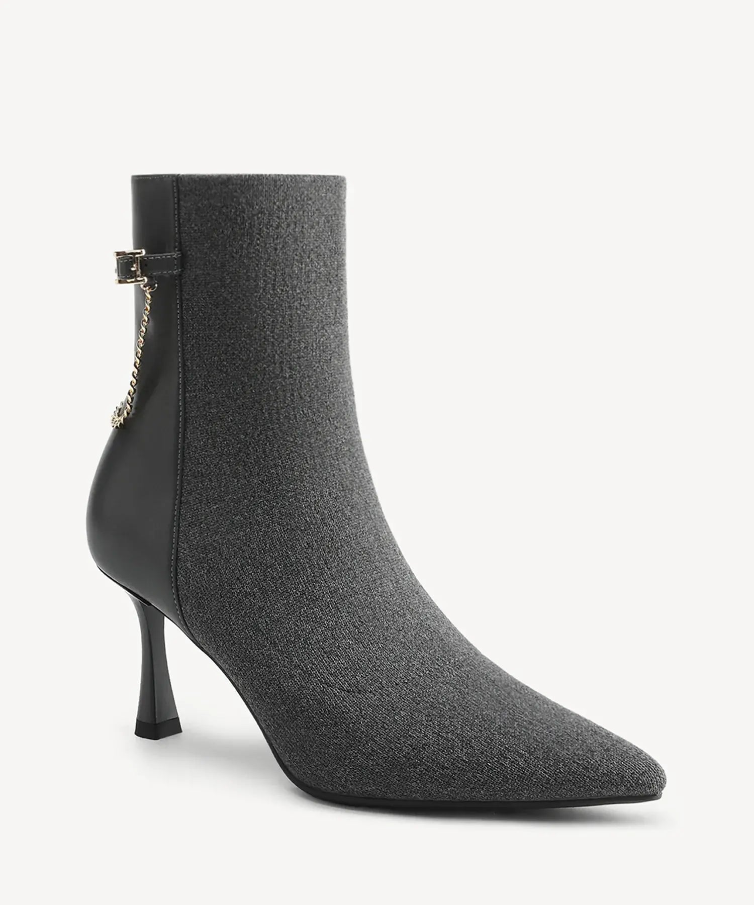 LuxeLink Pointed Toe Stiletto Ankle Boot - Dark Grey / US 6 | EU 36.5 | UK 4