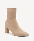 ThermoGrace Pointed Toe Block Heeled Ankle Boot - Apricot / US 10 | EU 41.5 | UK 8