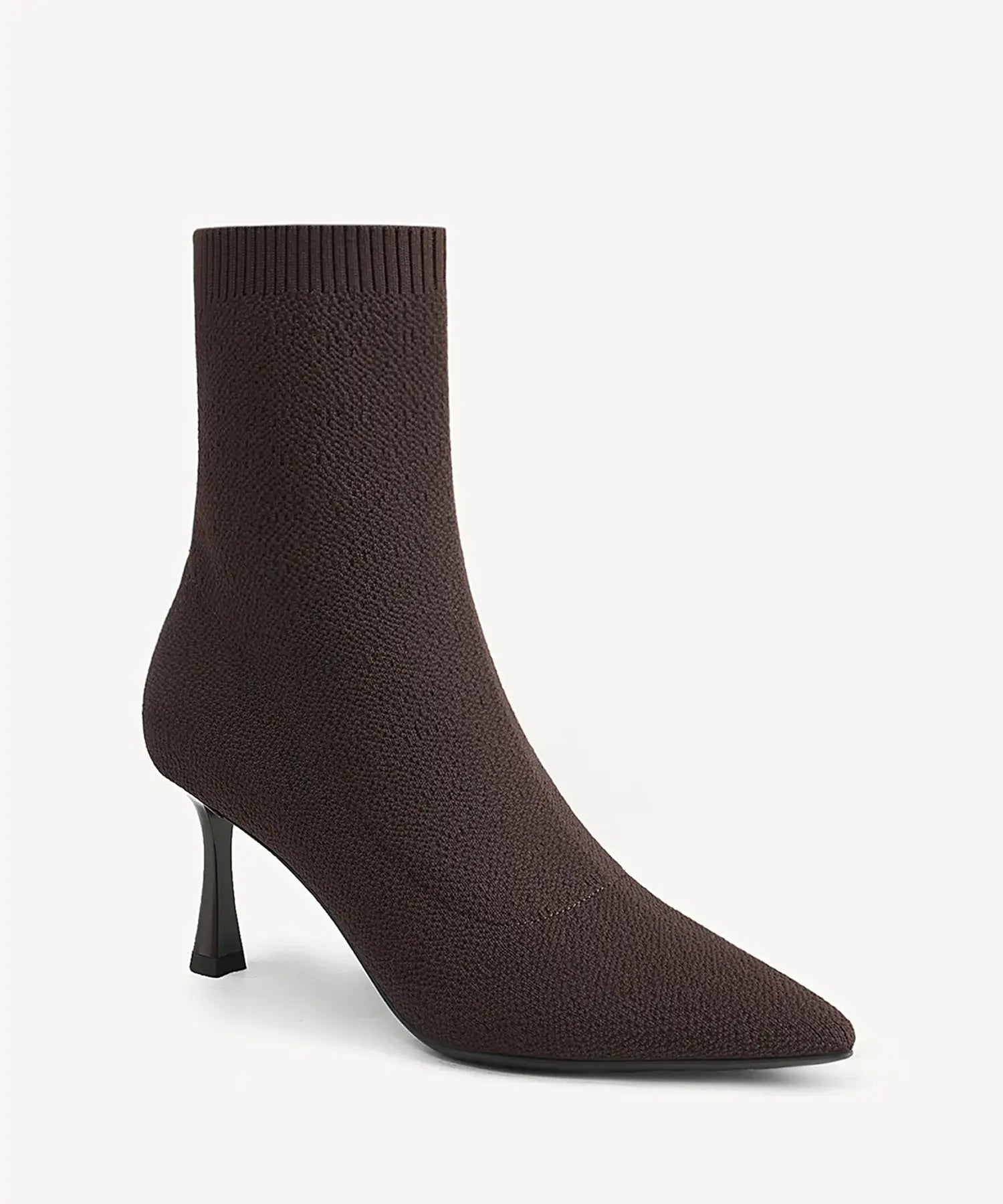 CloudMile Minimalist Pointed Toe Sock Ankle Boot - 2X Wide - Coffee / US 6.5 | EU 37 | UK 4.5