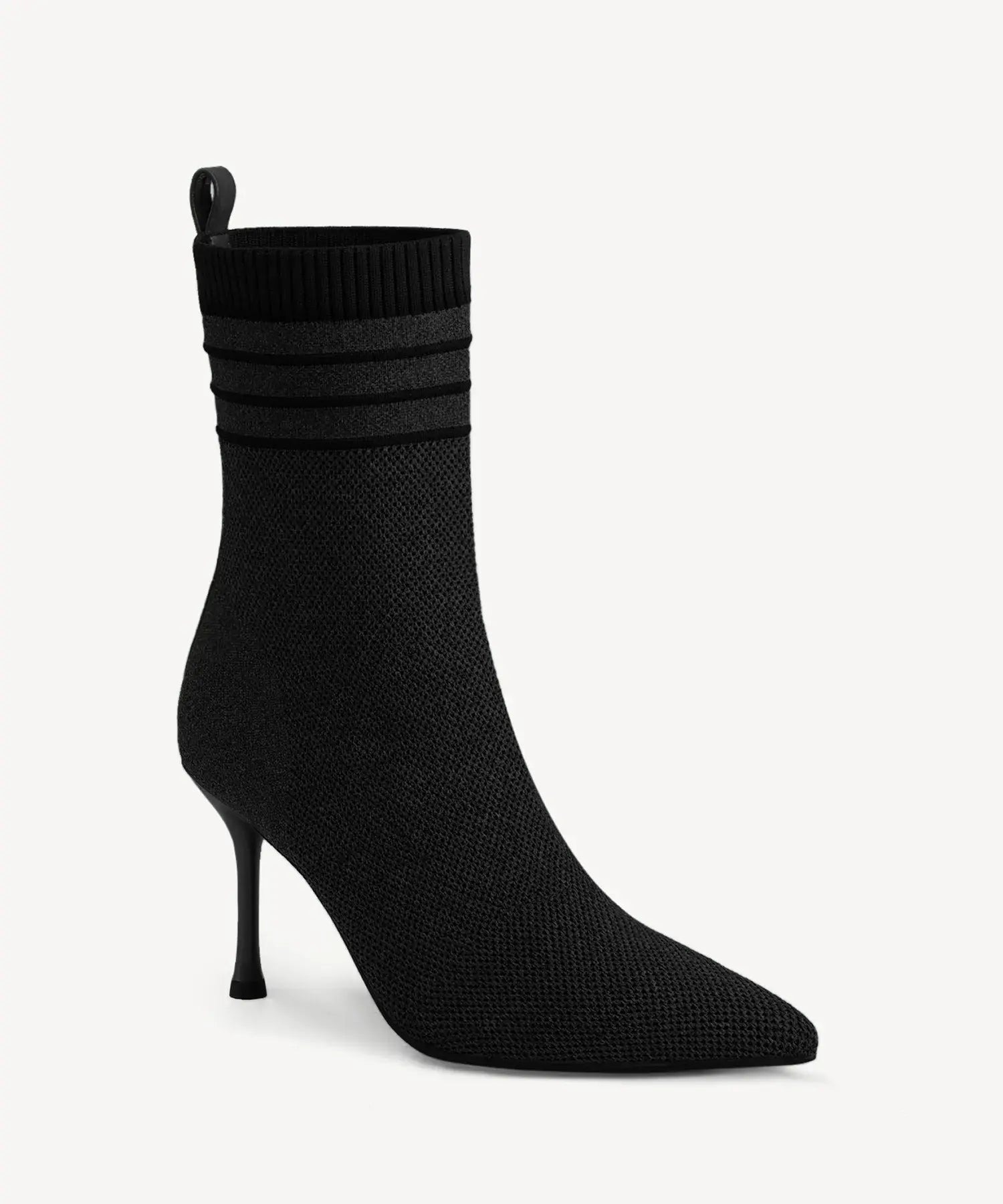 KnitBand Pointed Toe Heeled Ankle Boot - Black / US 6.5 | EU 37 | UK 4.5