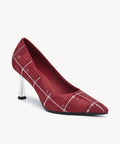 EternalPace Diamond Pointed Toe Heeled Pump - Red Plaid / US 5 | EU 35 | UK 3
